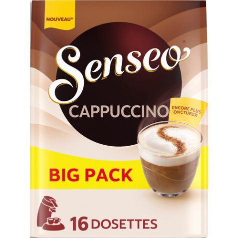 Paquet de 16 dosettes de café moulu Cappuccino 125g, environ 7,2g par dosette
