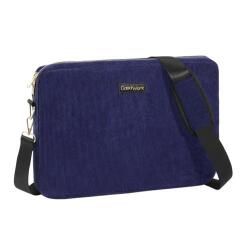 Sacoches pc 15'' casawork velours côtelé bleu mousse dans la doublure pour protéger le pc