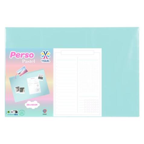 Sous-main 59x40 pvc vert pastel pvc perso personnalisation possible au recto