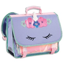 Cartable licorne 38x32x15 porte-emploi du temps