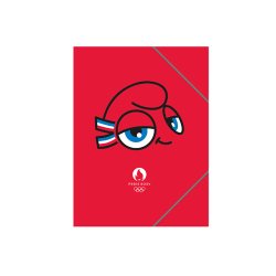 Chemise 3 rabats élastiques Polypropylène A6 Paris 2024 Mascotte