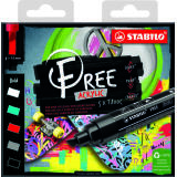 Etui carton x 5 marqueurs pointe large FREE acrylic T800C - Set 2 ''Bold''