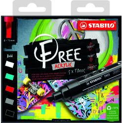 Etui carton x 5 marqueurs pointe large FREE acrylic T800C - Set 2 ''Bold''