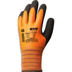 Paire gants protection froid, double enduction latex, haute-visibilité, protection et eau T10