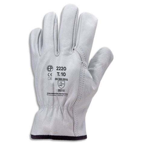 Paire gants cuir fleur de vachette, élastique serrage dos du poignet,sensation seconde peau T9