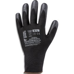 Paire gants manutention légère, enduction palmaire PU, confort, dextérité, respirabilité T10
