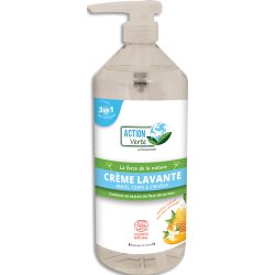 Flacon 1l crème lavante mains, corps, cheveux miel fleur d'oranger Ecocert COSMOS PV01273801