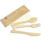 Sachet 100 Kits couvert bois 4 en 1 (Fourchette, Couteau, Cuillère, Serviette) 4100KIT