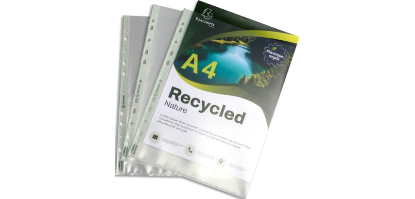 Sachet de 25 pochettes perforées PP recyclé Forever 12/100e - A4 - Translucide