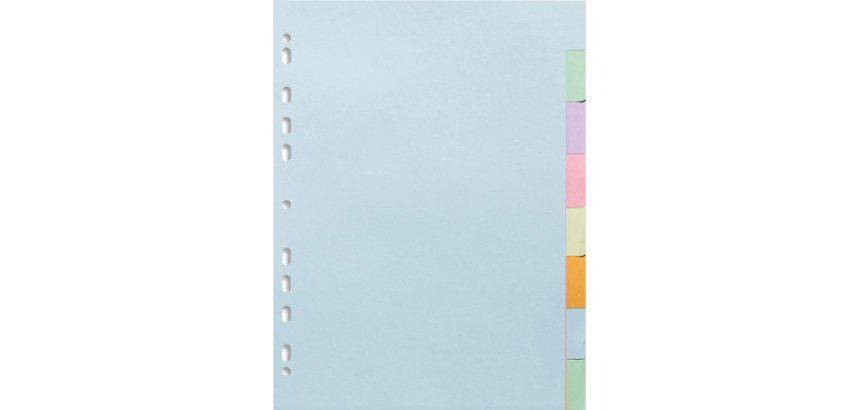 Intercalaire exacompta carte forte 170gr a4 8 positions    coloris pastel