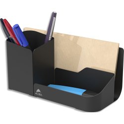 Organisateur de bureau 3 compartiements en métal plein ODESK. Coloris Noir