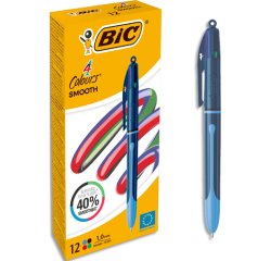 BIC Stylo à bille rétractable 4 Colours Smooth Drop, S