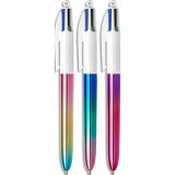 Etui de 3 stylos bille 4 couleurs rétractables Gradient. Pointe Moyenne (1mm) -Coloris assortis