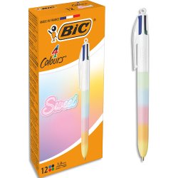 Stylo bille 4 couleurs rétractables Sweet Arc en ciel. Pointe Moyenne (1,0 mm) - Coloris pastel