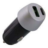 Chargeur allume-cigares haute puissance 2usb 38w max (usb qc3.0 - 18w + usb-c pd2.0 - 2 CACSILVER2