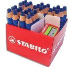 Marqueurs bois markdry stabilo coloris bleu avec 2 taille crayons boite de 30