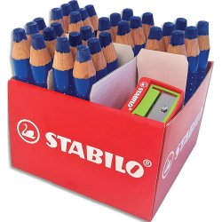 Boîte de 30 marqueurs bois MARKDRY, avec 2 taille-crayons. Coloris bleu