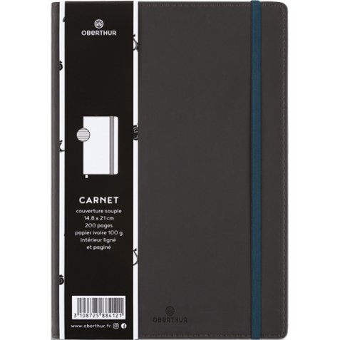 Carnet a5 balthazar gris - 200 pages - souple - ligne 588412