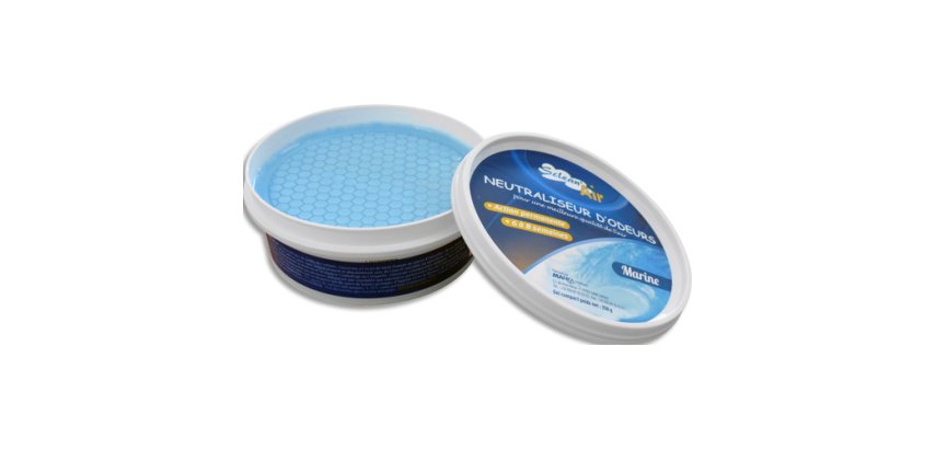 Désodorisant coldis sclean'air gel neutralisateur mauvaise odeur animale végétale industrielle air marine boîtier 250gr