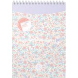 Bloc spiralé FLORAL format A5, 160 pages non perforées 5x5. Coloris assortis