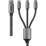 Câble 3in1, usb-c > usb-c / lightning / micro, nylon, gris, 1m 570315