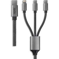 Câble 3in1, usb-c > usb-c / lightning / micro, nylon, gris, 1m 570315