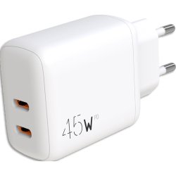 Chargeur secteur, dual, 2 usb-c, pd 45w, blanc 570410