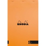 Bloc agrafé Rhodia le R N°18 21x29,7 cm 70 feuillets ligné 90g - Orange