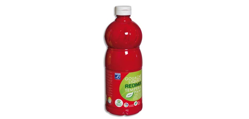 Gouache lefranc bourgeois liquide redimix non toxique fluide couvrante prête à l'emploi rouge primaire flacon 1000ml