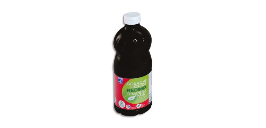 Gouache lefranc bourgeois liquide redimix non toxique fluide couvrante prête à l'emploi noir flacon 1000ml