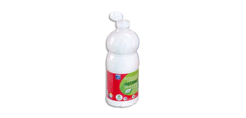 Gouache lefranc bourgeois liquide redimix non toxique fluide couvrante prête à l'emploi blanc flacon 1000ml