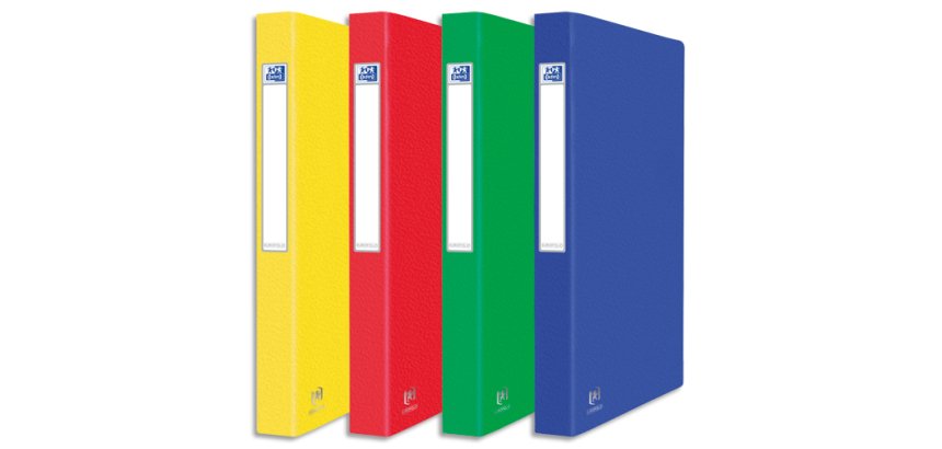 Classeur 2 anneaux cartonné Oxford Eurofolio+ A4 - Dos 3,5 cm couleurs assorties