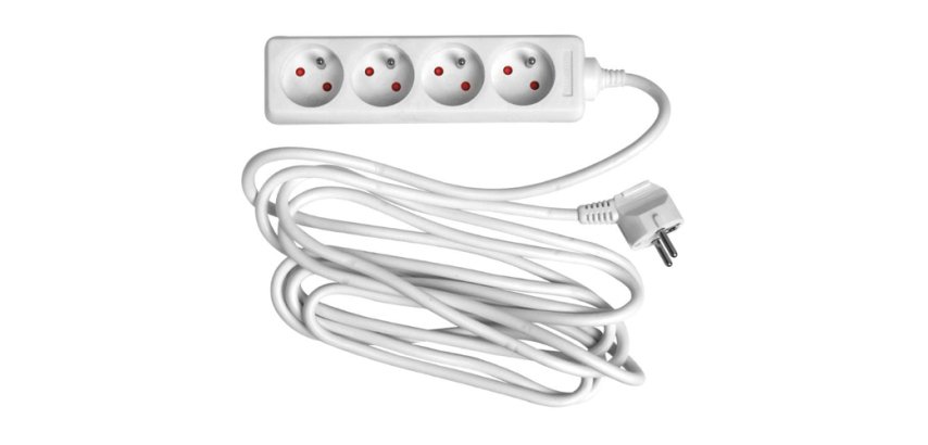 Multiprise 4 prises sans interrupteur - câble 4 m