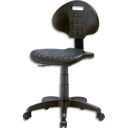 Chaise technique en PU Noire hauteur standard avec repose-pieds sur roulettes, réglable en hauteur