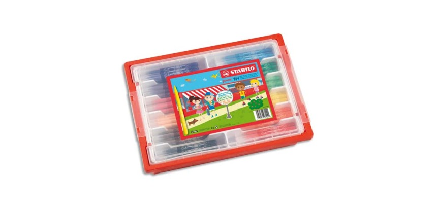 Feutre coloriage stabilo power capuchon ventilé encre lavable pointe moyenne ne sèche pas coffret scolaire 144 unités