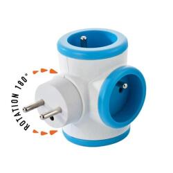Multiprise triplite WattBall, 2 prises 16A+1 prise 6A+1 USB 2,1A Bleu
