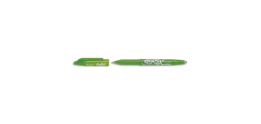 Roller pilot frixion ball écriture moyenne 0.5mm encre effaçable grip préhension rechargeable gomme sertie vert pomme