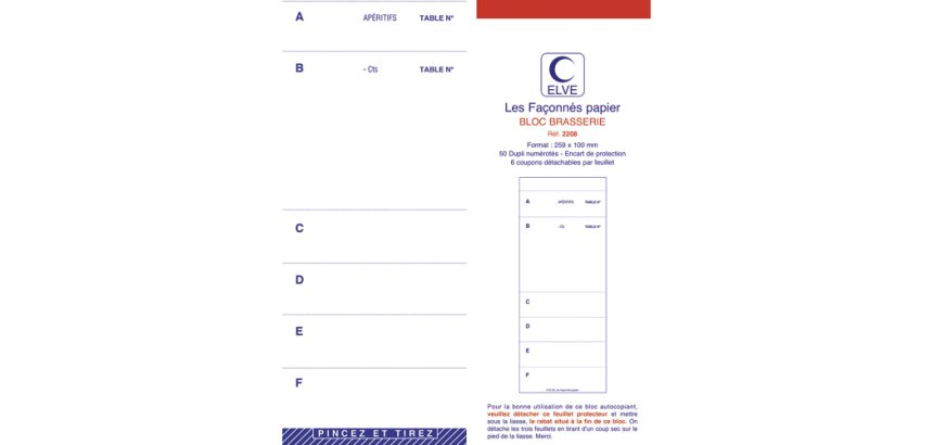 Bloc brasserie dupli, 50 feuilles autocopiantes