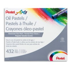Pastel huile pentel corps rond enrobage papier non salissant diamètre 8mm boîte 432 unités