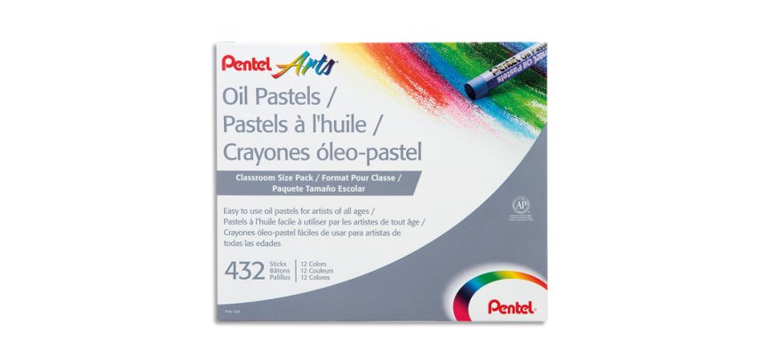 Pastel huile pentel corps rond enrobage papier non salissant diamètre 8mm boîte 432 unités