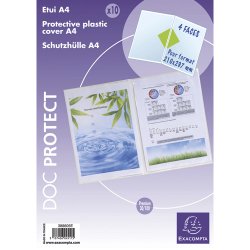 Sachet de 10 étuis de protection doubles PVC Haute Qualité 30/100e - A4 - Cristal