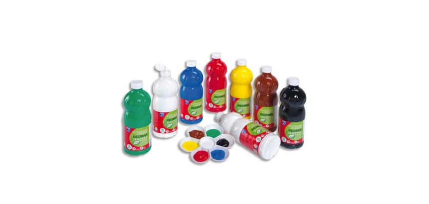 Gouache lefranc bourgeois liquide redimix non toxique fluide couvrante prête à l'emploi assortiment 8 flacons 1000ml