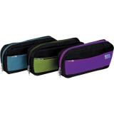 Fantaisie Trousse Rectangulaire 4 cmpts Polyester 22x10x4 cm. Bleu turquoise, vert anis et violet.