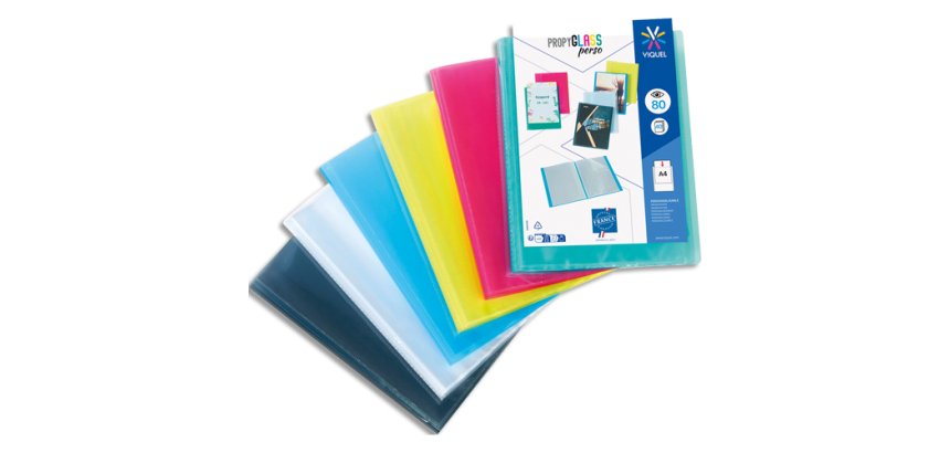 Protège-documents 80 vues Coloris assortis : Incolore-Bleu-Violet-Rouge-Vert