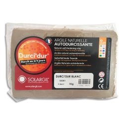 Argile naturelle autodurcissante DURCI'DUR / Pain de 1 kg Blanc