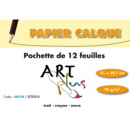 Pochette de 12 feuilles papier calque 90g format A4