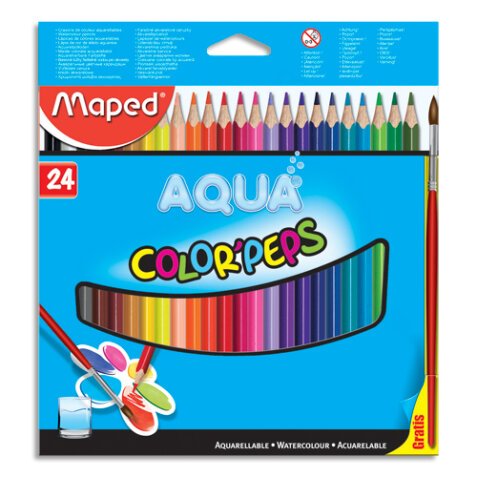 Boîte de 24 crayons de couleur aquarellables COLOR'PEPS + 1 pinceau offert