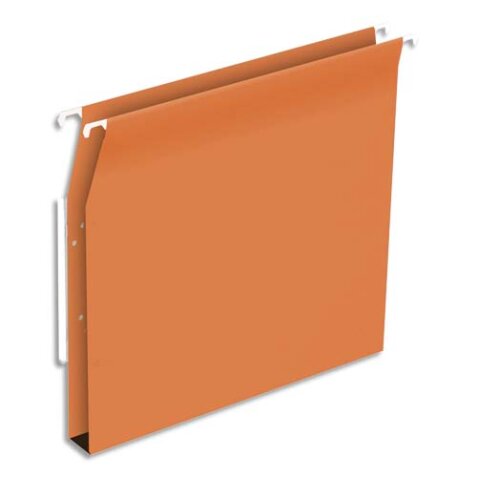 Boîte de 25 dossiers suspendus ARMOIRE en kraft 230g. Fond 30mm, volet agrafage. Orange.