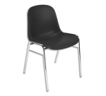 Chaise coque beta noire piètement acier chromé empilable