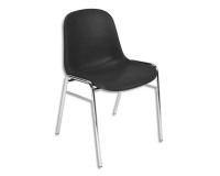 Chaise coque beta noire piètement acier chromé empilable